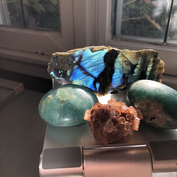 Amazonite, Labradorite, & Aragonite Crystal Stone Set Grounding, Peace, Healing - Picture 2 of 11